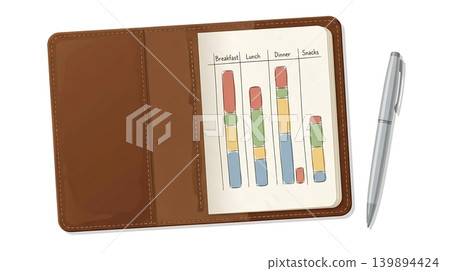 Brown Leather Food Journal with Bar Charts Brown Leather Food Journal with Bar Charts 139894424
