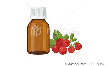 Brown Medicine Bottle with Red Wild Berries Brown Medicine Bottle with Red Wild Berries 139894429