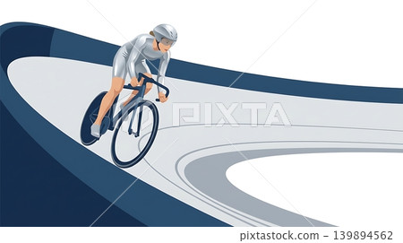 Caucasian Female Track Cyclist Riding High on Velodrome Banking Caucasian Female Track Cyclist Riding High on Velodrome Banking 139894562