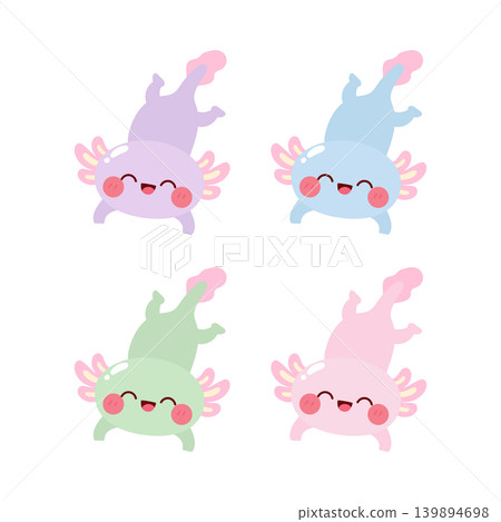 Cute happy axolotl swimming exotic pet cartoon character Cute happy axolotl swimming exotic pet cartoon character 139894698