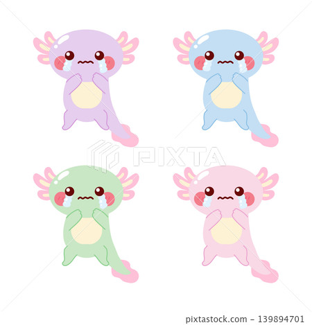 Cute smiling axolotl exotic pet cartoon character Cute smiling axolotl exotic pet cartoon character 139894701