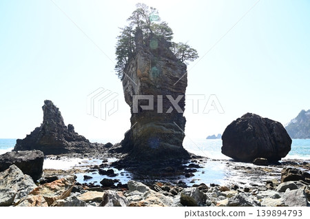 Sanriku Reconstruction National Park: Sanno-iwa Rock and the surrounding scenery Sanriku Reconstruction National Park: Sanno-iwa Rock and the surrounding scenery 139894793