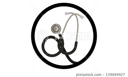 Classic Black Tubing Stethoscope Coiled in a Circle Icon Classic Black Tubing Stethoscope Coiled in a Circle Icon 139894927