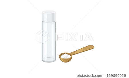 Clear Glass Homeopathic Tube with Brass Spoon Clear Glass Homeopathic Tube with Brass Spoon 139894956