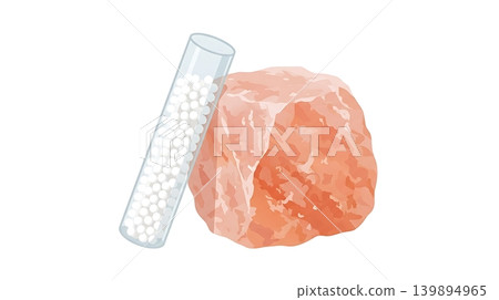 Clear Glass Tube against Pink Himalayan Salt Clear Glass Tube against Pink Himalayan Salt 139894965