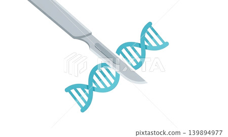 Cyan DNA Helix Cut by Silver Surgical Scalpel Cyan DNA Helix Cut by Silver Surgical Scalpel 139894977