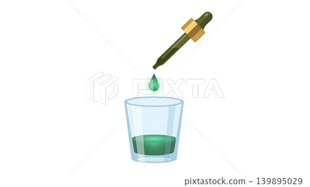 Dark Green Dropper Bottle with Glowing Herbal Extract Dark Green Dropper Bottle with Glowing Herbal Extract 139895029