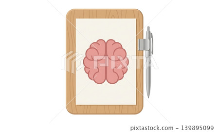 Clinical Psychology Wooden Clipboard with Pink Brain Logo and Pen 139895099