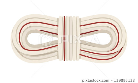 Coiled White Climbing Rescue Rope With Red Marker Threads Coiled White Climbing Rescue Rope With Red Marker Threads 139895138