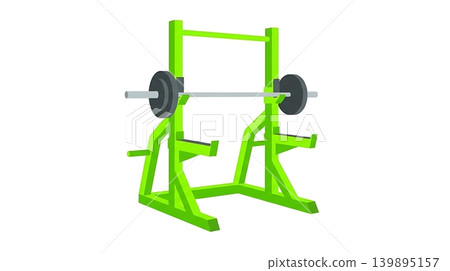 Compact Half Squat Rack Neon Green Flat Vector 139895157