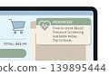 Pharmacy Checkout Screen Displaying Free Blood Pressure Screening Reminder 139895444