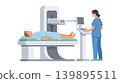 EMT Applying Manual Blood Pressure Cuff to Patient on Stretcher 139895511