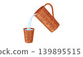 Engraved Copper Jug Pouring Water into Tumbler 139895515