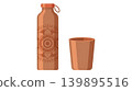 Engraved Copper Water Bottle with Mandala and Cup 139895516