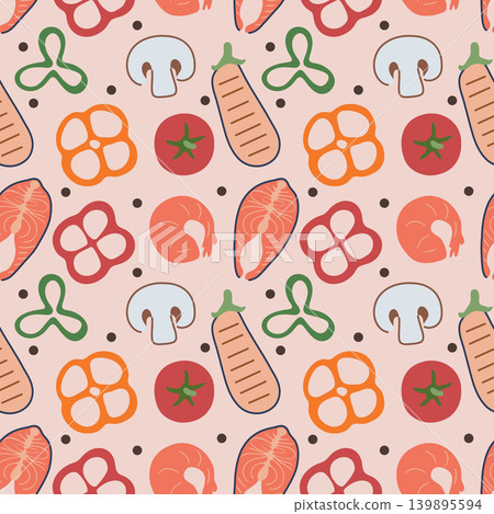 Summer Grill Ingredients Pattern. 139895594