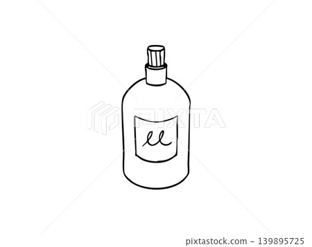 A simple line drawing illustration of a shampoo bottle at a hair salon. A simple line drawing illustration of a shampoo bottle at a hair salon. 139895725