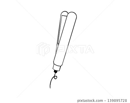 Simple line art illustration of a straightener/curling iron. Simple line art illustration of a straightener/curling iron. 139895728