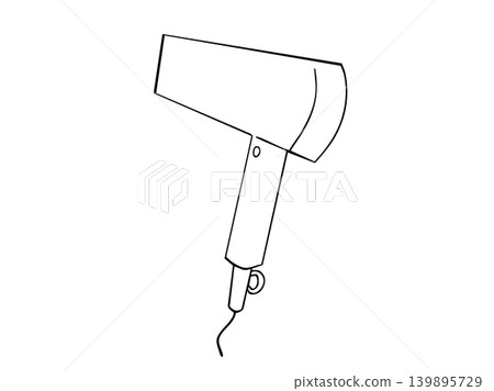 A simple line art illustration of a hair dryer used to style hair. A simple line art illustration of a hair dryer used to style hair. 139895729