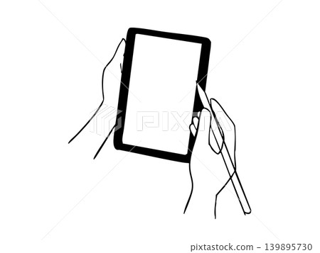 Line art illustrations drawn on an iPad with a pen tablet, depicting reception, appointment scheduling, and counseling services. 139895730
