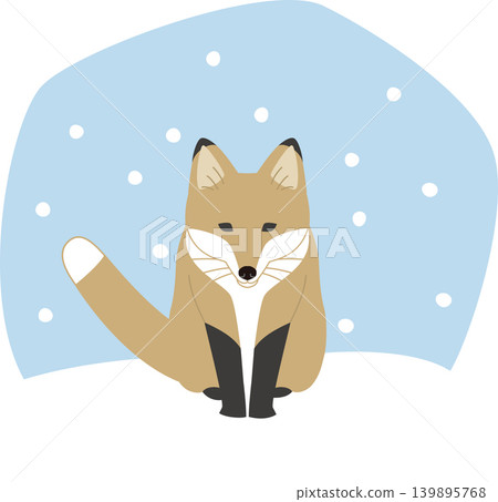 雪地裡的狐狸插圖。 雪地裡的狐狸插圖。 139895768