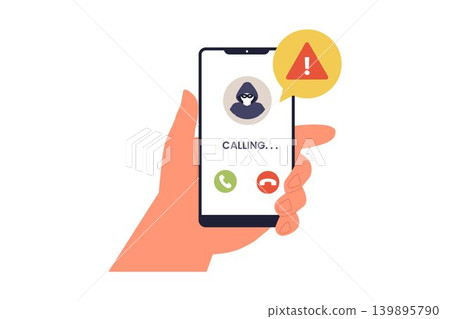 Illustration of Mobile Phone Call Scam Warning Notification Illustration of Mobile Phone Call Scam Warning Notification 139895790