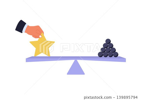 Illustration of Hand Adjusting Quality and Quantity Balance Scale Illustration of Hand Adjusting Quality and Quantity Balance Scale 139895794