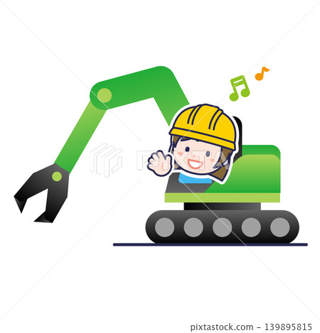 Scene illustration: Worker operating a crusher Scene illustration: Worker operating a crusher 139895815