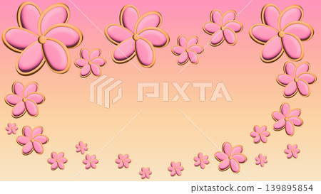 Pink and orange floral frame with copy space on a gradient background Pink and orange floral frame with copy space on a gradient background 139895854