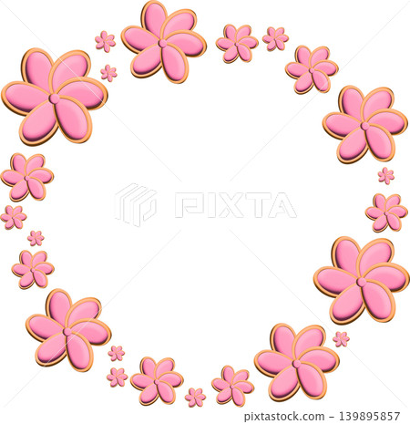 A pink, three-dimensional floral frame 139895857