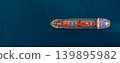 Aerial view Gas ship tanker vessel loading and unloading in oil terminal station refinery, Global business import export logistic transport sea freight cargo gas tanker ship, Red gas tanker ship at 139895982
