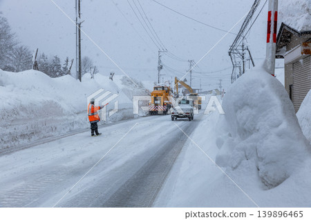 Traffic control on roads during snow removal 139896465