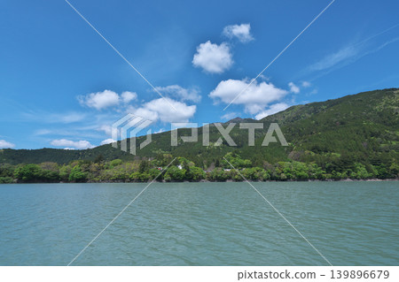 Igawa Dam, Igawa Lake, Oi River, sightseeing boat cruise, sunny day in April Igawa Dam, Igawa Lake, Oi River, sightseeing boat cruise, sunny day in April 139896679