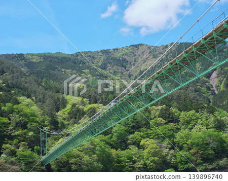 Igawa Dam, Igawa Lake, Oi River, Igawa Bridge, a sunny day in April Igawa Dam, Igawa Lake, Oi River, Igawa Bridge, a sunny day in April 139896740