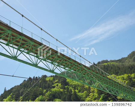 Igawa Dam, Igawa Lake, Oi River, Igawa Bridge, a sunny day in April Igawa Dam, Igawa Lake, Oi River, Igawa Bridge, a sunny day in April 139896742
