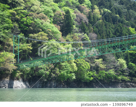 Igawa Dam, Igawa Lake, Oi River, Igawa Bridge, clear moonlit day Igawa Dam, Igawa Lake, Oi River, Igawa Bridge, clear moonlit day 139896749