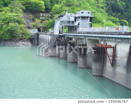 Igawa Dam, Igawa Lake, Oi River, a sunny day in April Igawa Dam, Igawa Lake, Oi River, a sunny day in April 139896767