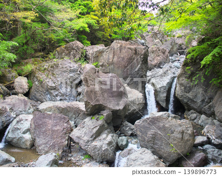 四月晴朗的一天，加留橋、西河內川、權現瀑布 139896773