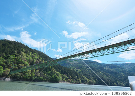 井川大壩、井川湖、大井川、觀光船巡遊、井川大橋、四月的晴天 139896802