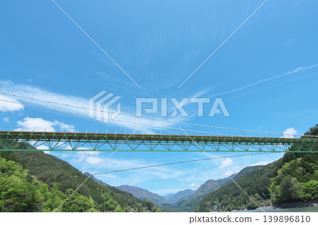 Igawa Dam, Igawa Lake, Oi River, sightseeing boat cruise, Igawa Bridge, sunny day in April 139896810