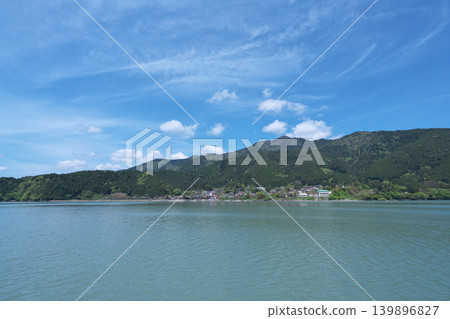Igawa Dam, Igawa Lake, Oi River, sightseeing boat cruise, sunny day in April Igawa Dam, Igawa Lake, Oi River, sightseeing boat cruise, sunny day in April 139896827