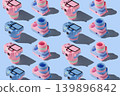 Pattern with SLR camera on pastel color background 139896842