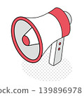 Isometric megaphone_Information dissemination icon_Red 139896978
