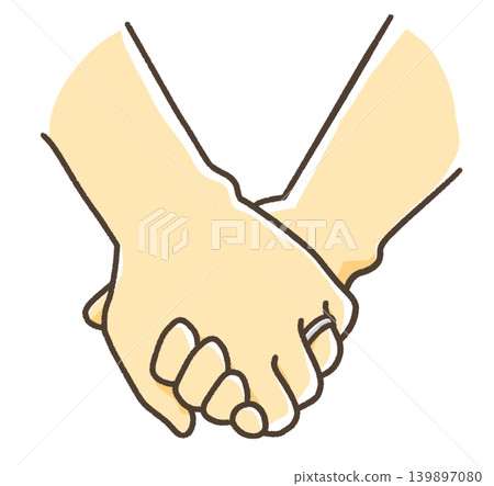 Two people holding hands, rings, hands only. Two people holding hands, rings, hands only. 139897080
