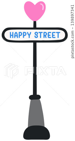 Cute Heart Street Name Sign for City Map and Urban Theme Cute Heart Street Name Sign for City Map and Urban Theme 139897341