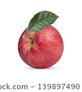 Fresh red apple with leaves isolated on white background 139897490