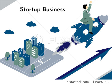 A businessman on a rocket A businessman on a rocket 139897999