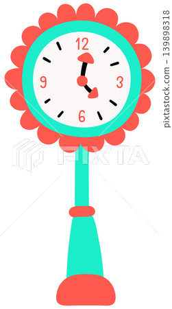 Cute clock tower with flower decoration for city map element 139898318