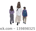 一幅描繪母親和她的兩個孩子從後方走過的插圖。 139898325