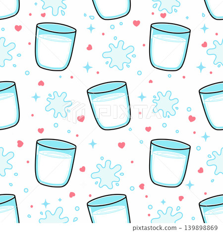 Plain glass of milk pattern on blue background Plain glass of milk pattern on blue background 139898869