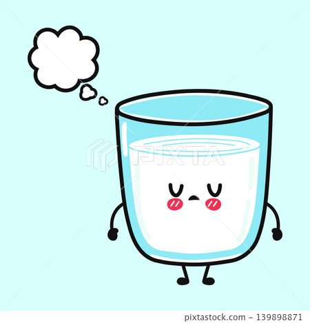 Sleepy glass of milk character with thought bubble Sleepy glass of milk character with thought bubble 139898871